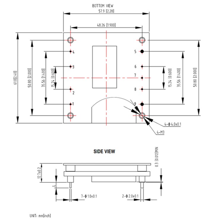 Mechanical Drawing - Advanced Energy / Artesyn AVE700 Isolated DC/DC Converters
